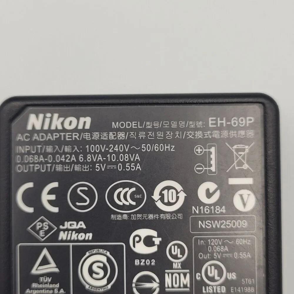 Nikon EH-69P Charging AC Adapter & USB Type A -Micro B Cable Coolpix Cameras OEM